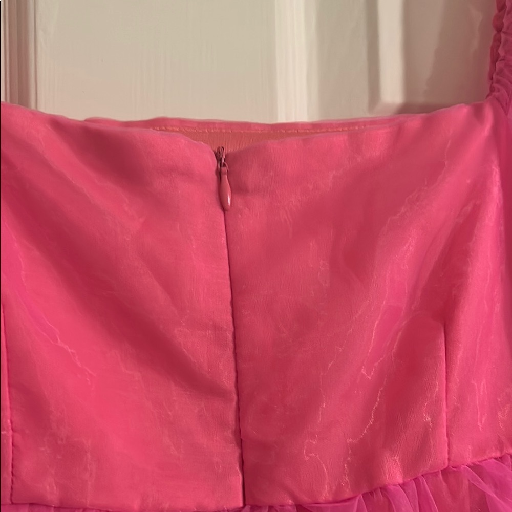 Pink Babydoll Mini Dress with Puff Sleeves - Picture 3 of 4